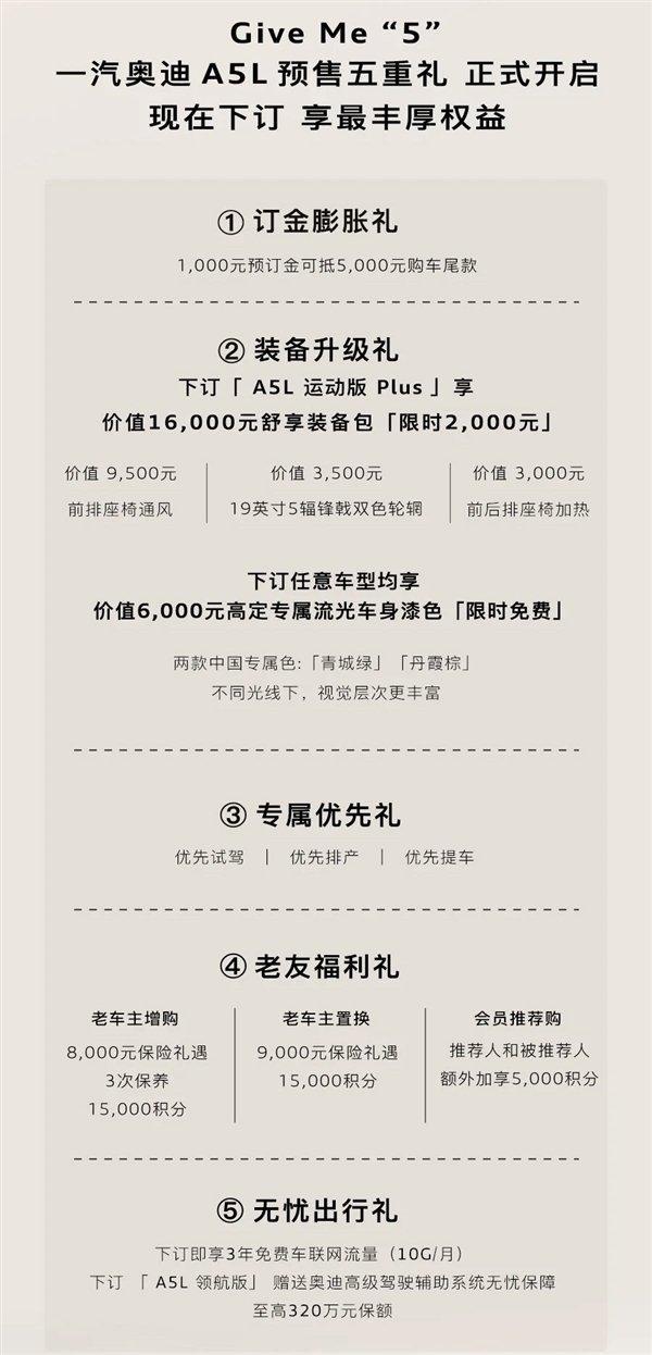 首款華為智駕德系豪車!一汽奧迪A5L開啟預售