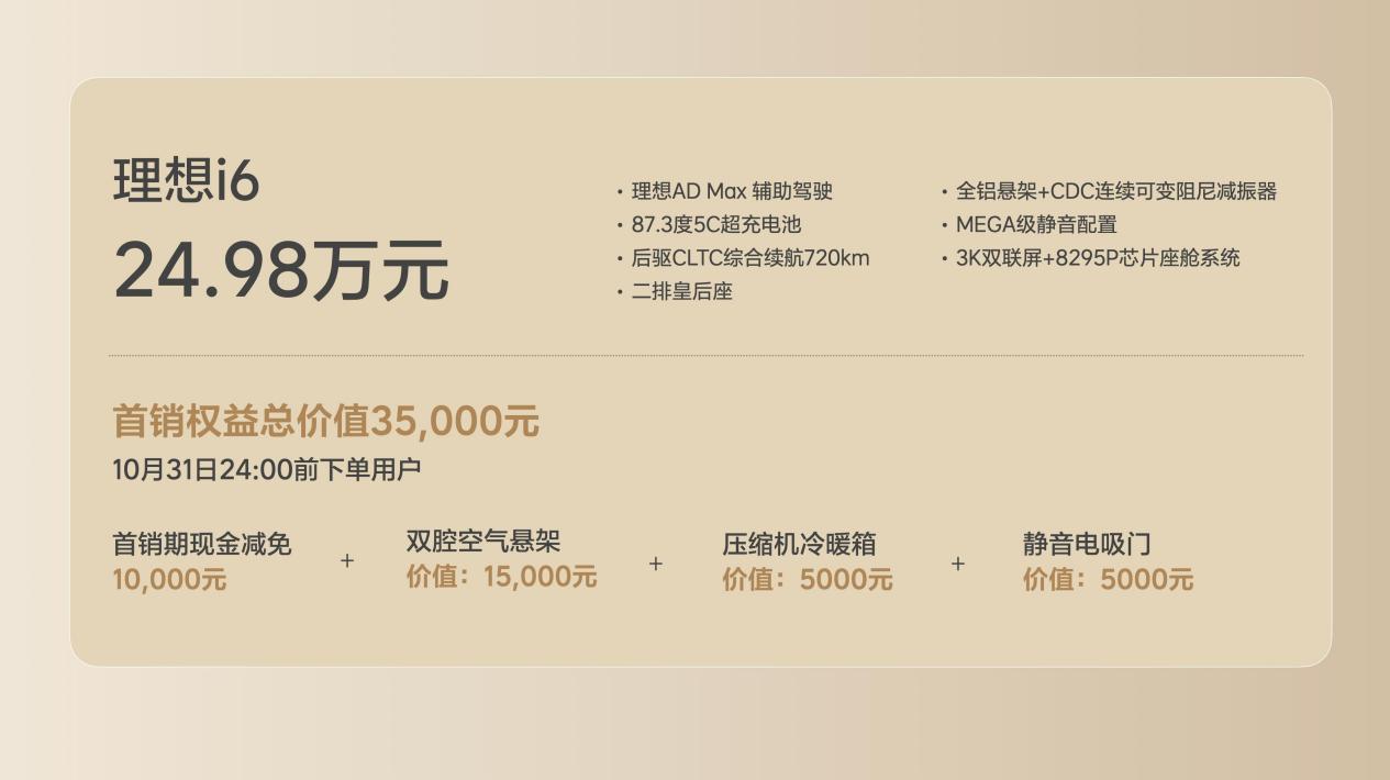 理想汽車新形態五座SUV理想i6正式發布 全國統一零售價24.98萬元