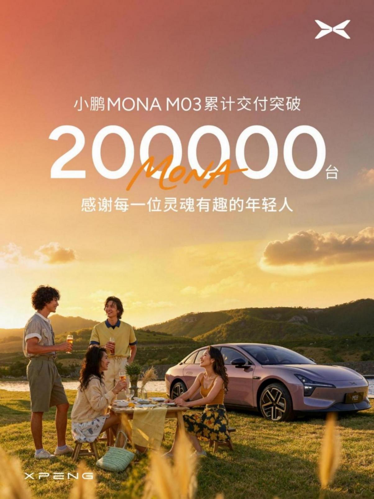 僅用14個月，小鵬MONA M03累計交付突破20萬臺